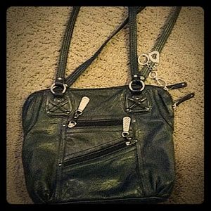 A leather handbag